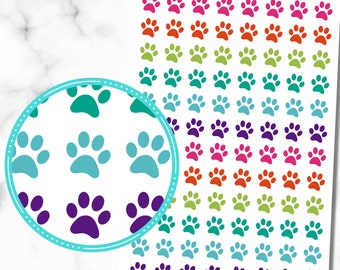 Pet Stickers, Set of 96 Paw Print Stickers, Dog Stickers, Cat Stickers