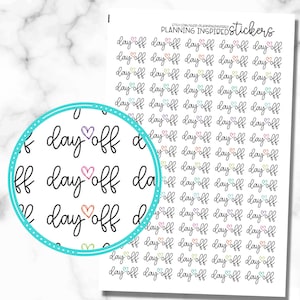 Day Off Planner Stickers, Day Off Stickers, Off Day Stickers, set of 80 day off stickers for your planner