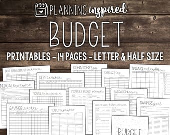 Budget Planner Printable, Letter Size printables for your Budget Binder, 14 Pages Included