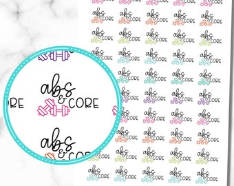 Abs Workout Stickers, Set of 50, Abs & Core Strength Training, Exercise Stickers