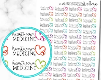 Heartworm Medicine Stickers, Pet Medication Reminder Stickers, Pet Stickers, Pet Care Stickers, set of 56 planner stickers