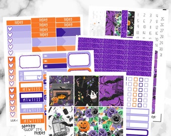 Kit hebdomadaire Halloween, Kit d'autocollants hebdomadaires, Kit d'agenda d'Halloween, Stickers d'agenda d'Halloween, Kit d'agenda hebdomadaire d'Halloween