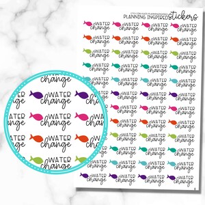 Water Change Aquarium Planner Stickers, Fish Stickers, Fish Tank Planner Stickers Set of 48 Aquarium Water Change Stickers