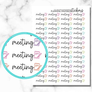 Meeting Stickers, Meeting Planner Stickers, Set of 60 Meeting Stickers for your planner image 1