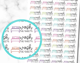 Wash Sheets Stickers, Wash the Sheets Stickers, Set of 48 Wash Sheets Planner Stickers