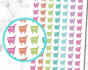 Grocery Cart Planner Stickers, Set of 77 Stickers, Grocery Shopping, Grocery Shop, Shopping Stickers