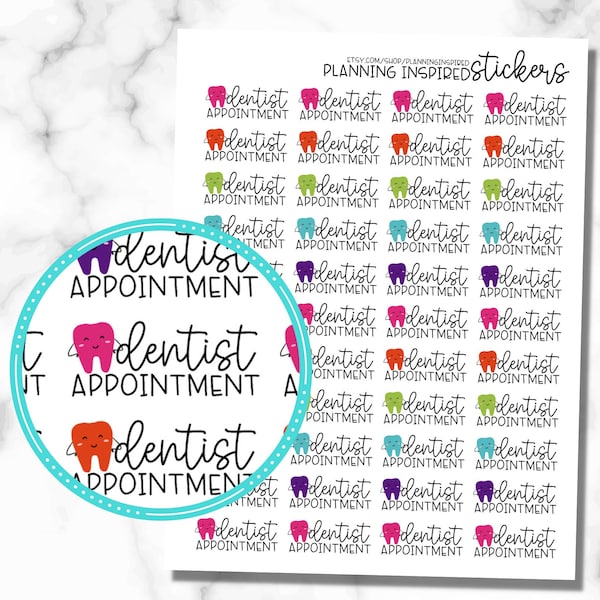 Dentist Planner Stickers, Dentist Appointment Stickers set of 44 Dentist Stickers, Dentist Appointment Planner Stickers