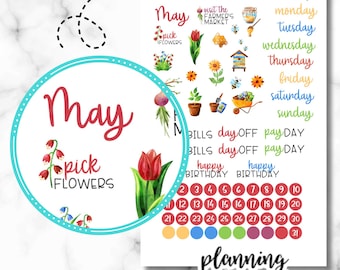 May Planner Stickers, May Monthly Stickers