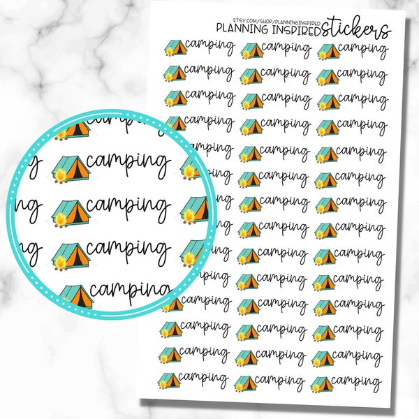 Camping Stickers, Camping Planner Stickers, Set of 42