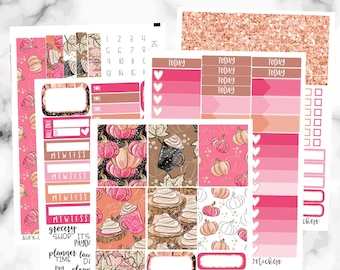 Pumpkin Spice Weekly Planner Sticker Kit, Weekly Sticker Kit for Erin Condren Planner, Vertical Weekly Stickers, Pumpkin Weekly Sticker Kit