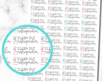 Clean Out Refrigerator Stickers, Cleaning Stickers, Set of 52 Fridge Cleaning Planner Stickers