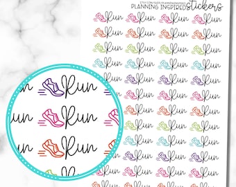 Run Stickers, Running Stickers, Workout Stickers, Set of 45 Workout Planner Stickers, Exercise Stickers