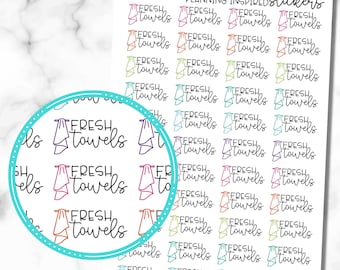 Fresh Towels, Wash Towels Stickers, Laundry Stickers, Set of 44 Replace Towels Planner Stickers