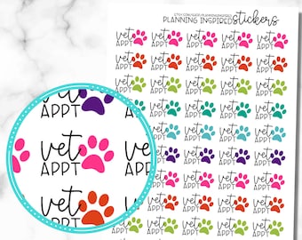 Vet Appointment Stickers, Veterinarian Appointment Stickers, Dog Stickers, Pet Stickers, Pet Care Stickers, set of 50