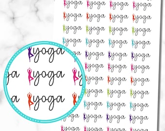 Yoga Stickers, Yoga Planner Stickers, Workout Stickers, Set of 44 Workout Planner Stickers, Exercise Stickers