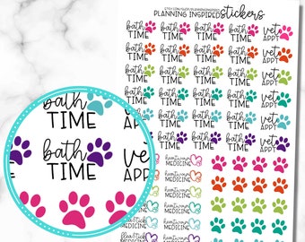 Dog Stickers, Pet Stickers, Dog Care Stickers, Pet Care Stickers, set of 62 planner stickers