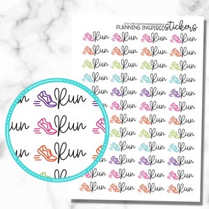 Run Stickers, Running Stickers, Workout Stickers, Set of 45 Workout Planner Stickers, Exercise Stickers