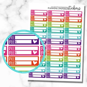 Bill Due Stickers, Set of 36, Bill Due Planner Stickers, Bill Stickers, Budget Stickers