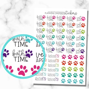 Dog Stickers, Pet Stickers, Dog Care Stickers, Pet Care Stickers, set of 62 planner stickers