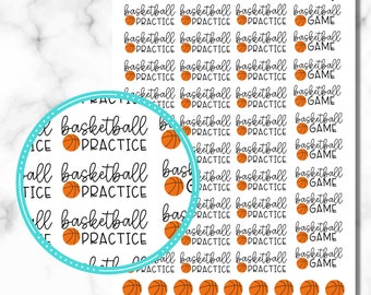 Basketball Stickers, Basketball Practice Stickers, Basketball Game Stickers, set of 49 planner stickers