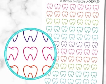 Tooth Icon Stickers, set of 77 Dentist, Tooth, Icon Planner Stickers