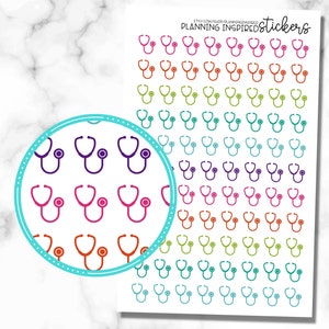 Stethoscope Icon Stickers, set of 88 Doctor Appointment Icon Planner Stickers