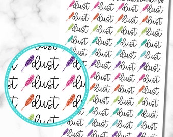 Dusting Stickers, Dust Cleaning Stickers, Dust All the Things, Set of 48 Cleaning Planner Stickers