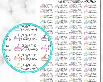 Pegatinas para la limpieza del baño, Pegatinas para limpiar el baño, Juego de 60 pegatinas para planificar la limpieza.