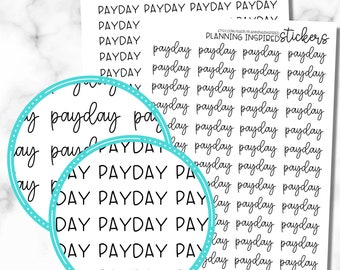 Payday Stickers, Payday Script Stickers, Budgeting Planner Stickers, set of 52 Payday Script Planner Stickers