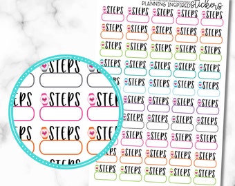 Steps Stickers, Steps Tracker Stickers, Workout Stickers, Set of 50 Steps Planner Stickers, Exercise Stickers