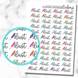 Dusting Stickers, Dust Cleaning Stickers, Dust All the Things, Set of 48 Cleaning Planner Stickers