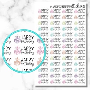 Happy Birthday Stickers, set of 52 Happy Birthday Planner Stickers