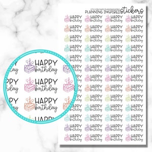 Happy Birthday Stickers, set of 52 Happy Birthday Planner Stickers immagine 1