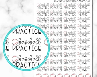 Baseball Stickers, Baseball Practice Stickers, Baseball Game Stickers, set of 48 planner stickers