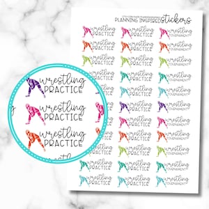 Wrestling Planner Stickers - 1 Sheet of 33 Practice & Tournament Stickers