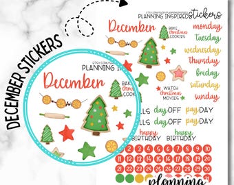 December Planner Stickers, December Monthly Stickers for Planners, Journals
