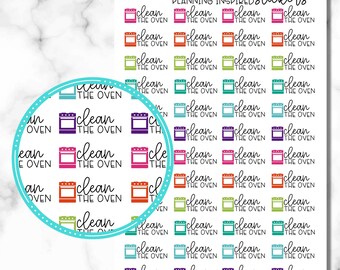 Clean The Oven Stickers, Cleaning Stickers, Set of 48 Oven Cleaning Reminder Stickers, Cleaning Planner Stickers