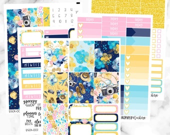 Summer Weekly Sticker Kit, Tropical Escape, Weekly Planner Sticker Kit, Vertical Sticker Kit