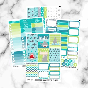 Shark Planner Sticker Kit, Weekly Sticker Kit, Weekly Planner Stickers, Shark Weekly Kit, sized for Erin Condren Life Planner
