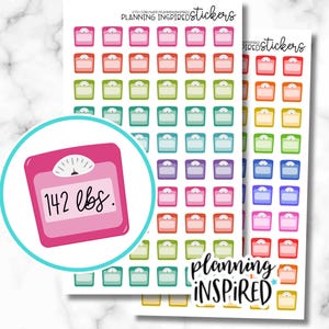 Scale Planner Stickers, Sheet of 60 Weigh In Stickers, Weight Tracker, Journal Stickers