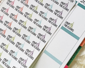 Mopping Stickers, Mop Stickers, Set of 45 Mop The Floors Cleaning Planner Stickers