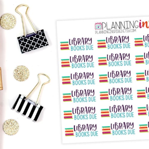 Library Stickers Library Books Due Library Books Due Set of Etsy