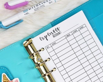 Personal Size Expenses Inserts, Personal Expenses Insert, Expenses Insert for Personal Size Planners