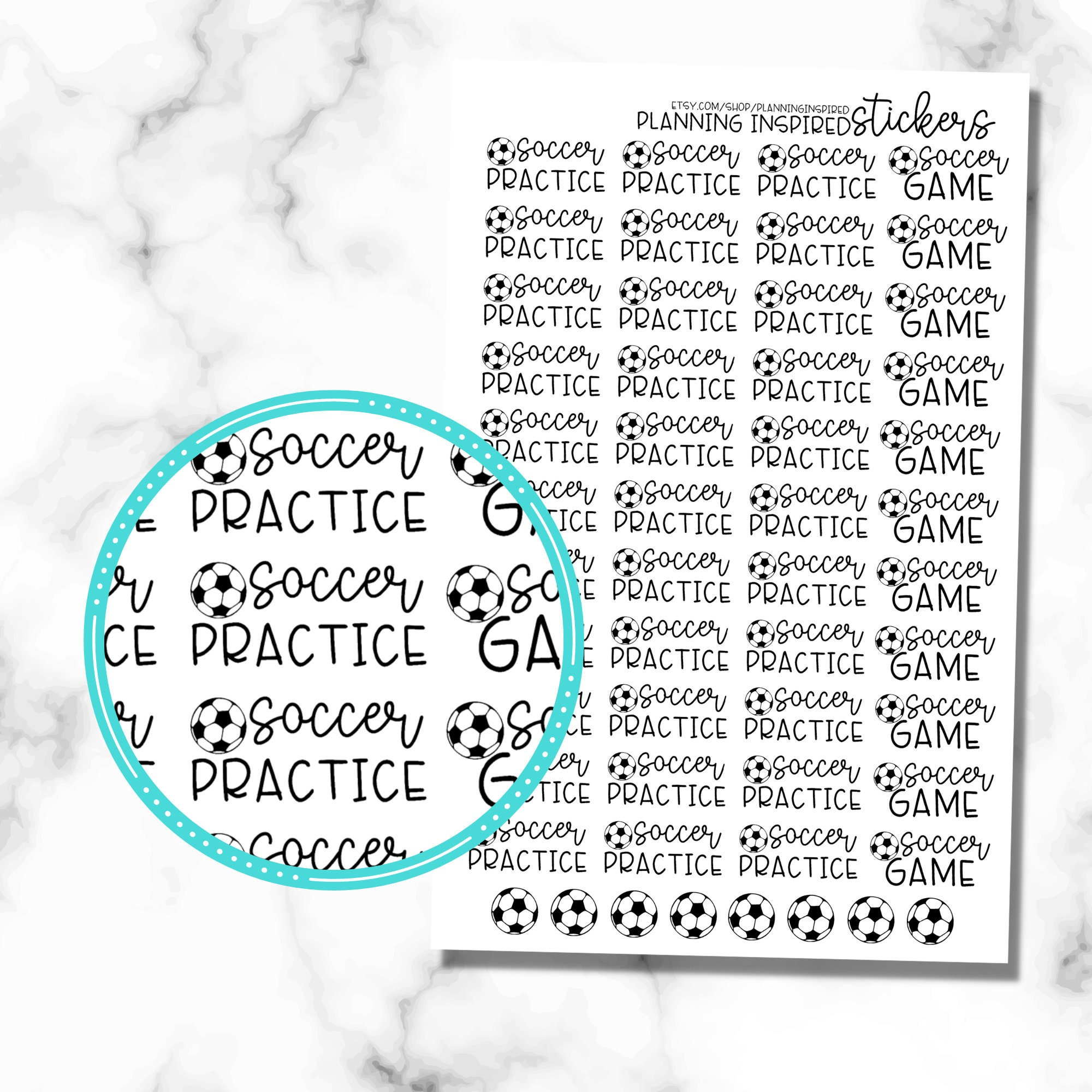 Soccer Stickers, Soccer Practice Stickers, Soccer Game Stickers, set of 52 planner stickers