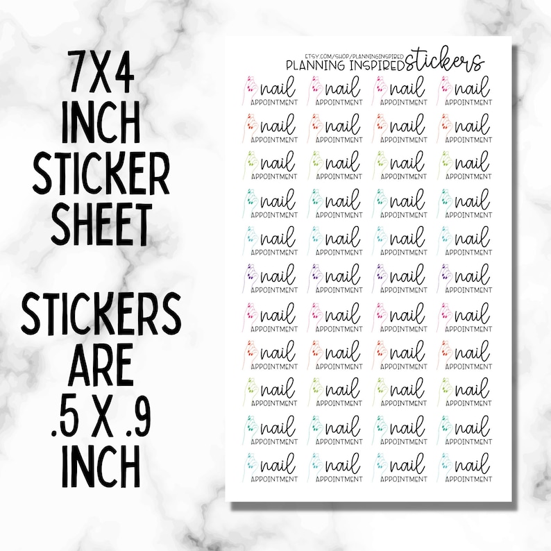 Nail Appointment Planner Stickers, Set of 44 Nail Appointment Stickers, Manicure Stickers, Pedicure Stickers image 3