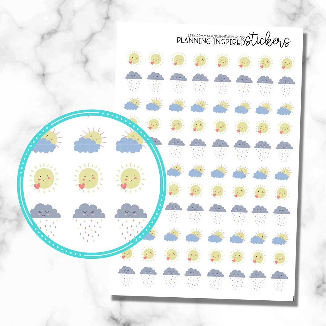 Mini Weather Stickers, Weather Planner Stickers, Set of 88 Planner ...