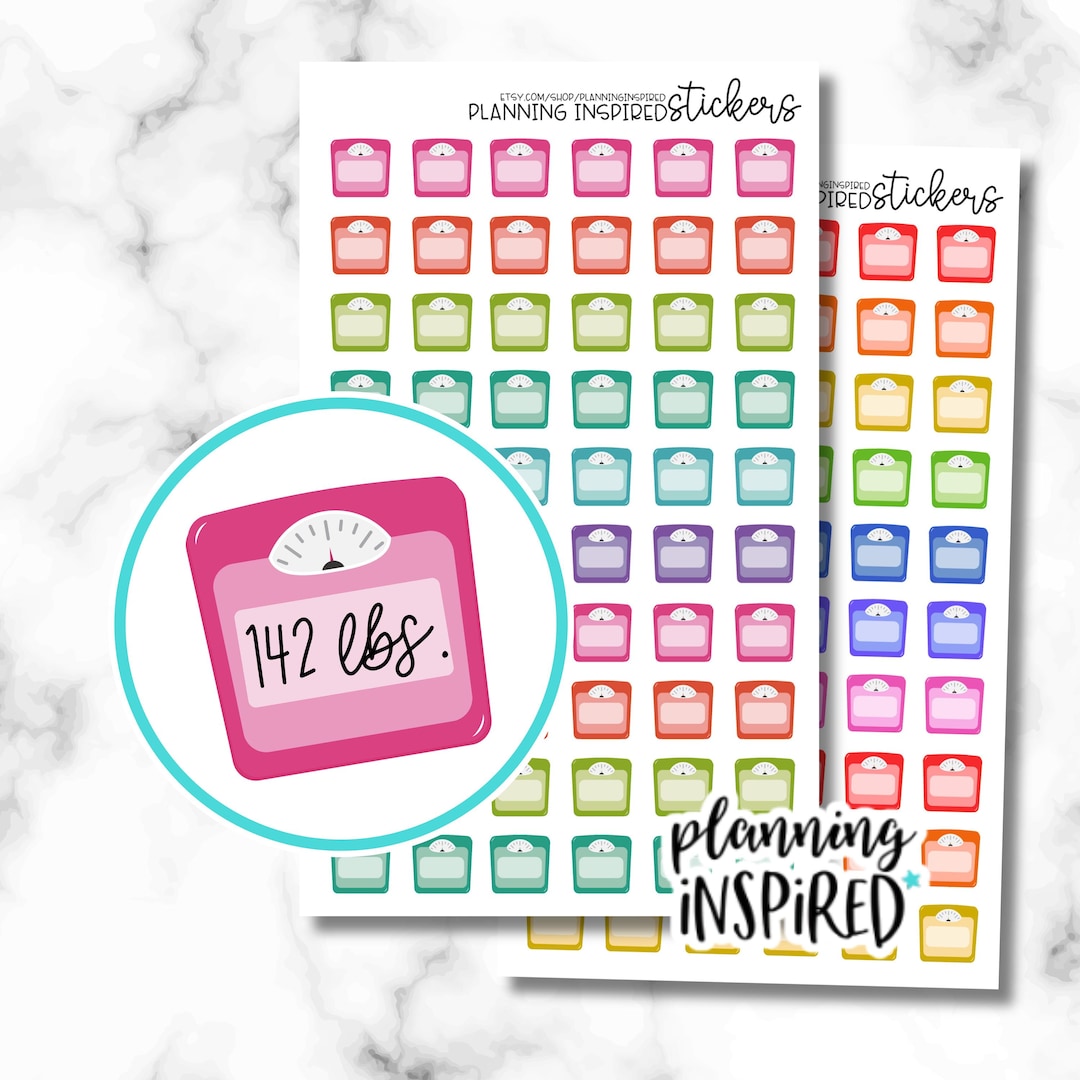Scale Count Sticker Scale Planner Stickers, Sheet of 60 Weigh in Stickers, Weight Tracker ...
