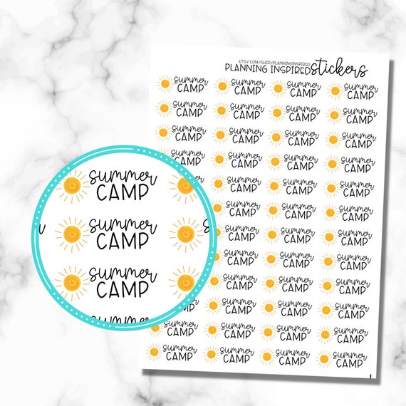 Summer Camp Stickers, Summer Camp Planner Stickers, set of 48