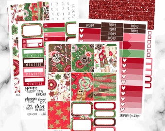Christmas Weekly Sticker Kit, Erin Condren Weekly Kit, Classic Christmas Weekly Sticker Set, Weekly Planner Sticker Set