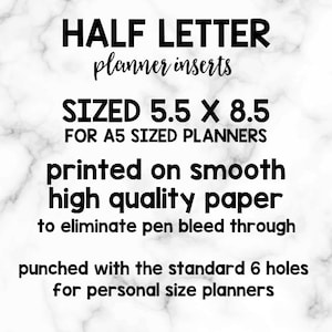 Monthly Planner Inserts, Printed Half Letter Size Inserts, Monthly Inserts for 2024, Fits A5 Size Planners image 7